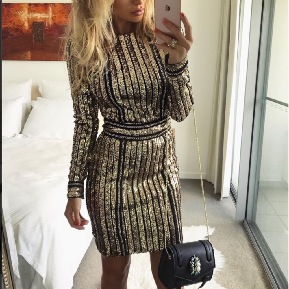 Black & Gold Sequin Dress